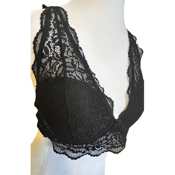 90s Marilyn Monroe Bra 36B Black Lace Corset Longline Sexy Romantic Lingerie - Picture 3 of 10